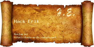 Hack Erik névjegykártya